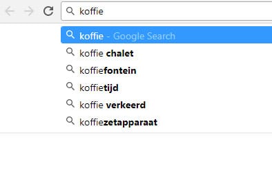 zoek suggesties van Google