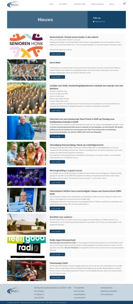 SSBO nieuwspagina - website voorbeeld