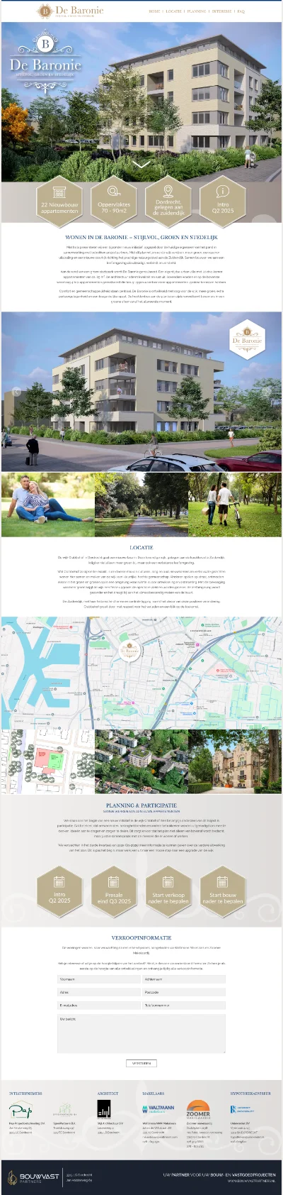 wonenindebaronie onepage wordpress website