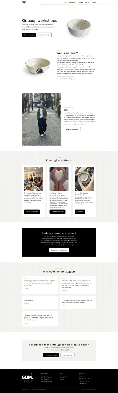 hoofdpagina glimstudo ontworpen door meijwebdesign